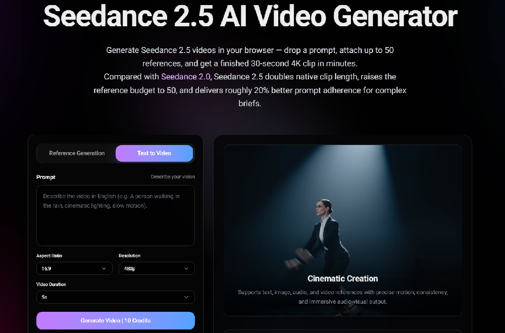 Seedance 2.5 AI Video Generator | Seedio - Product Image 1