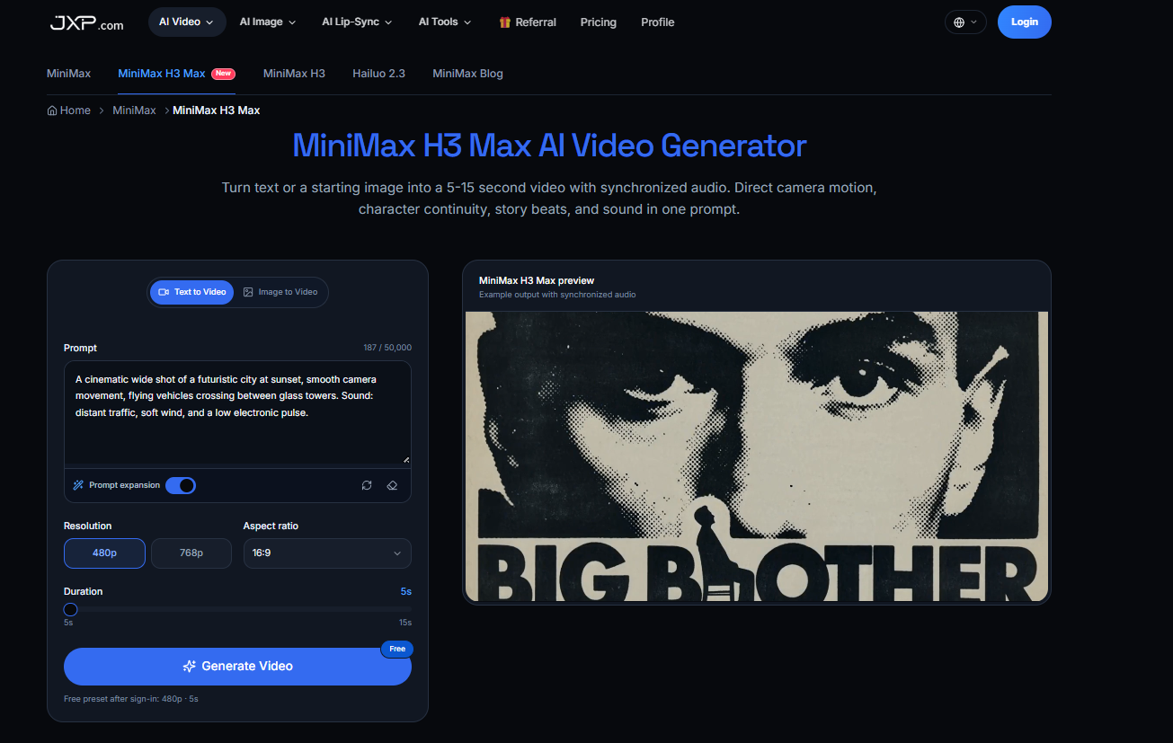 MiniMax H3 Max AI Video Generator - Product Image 1
