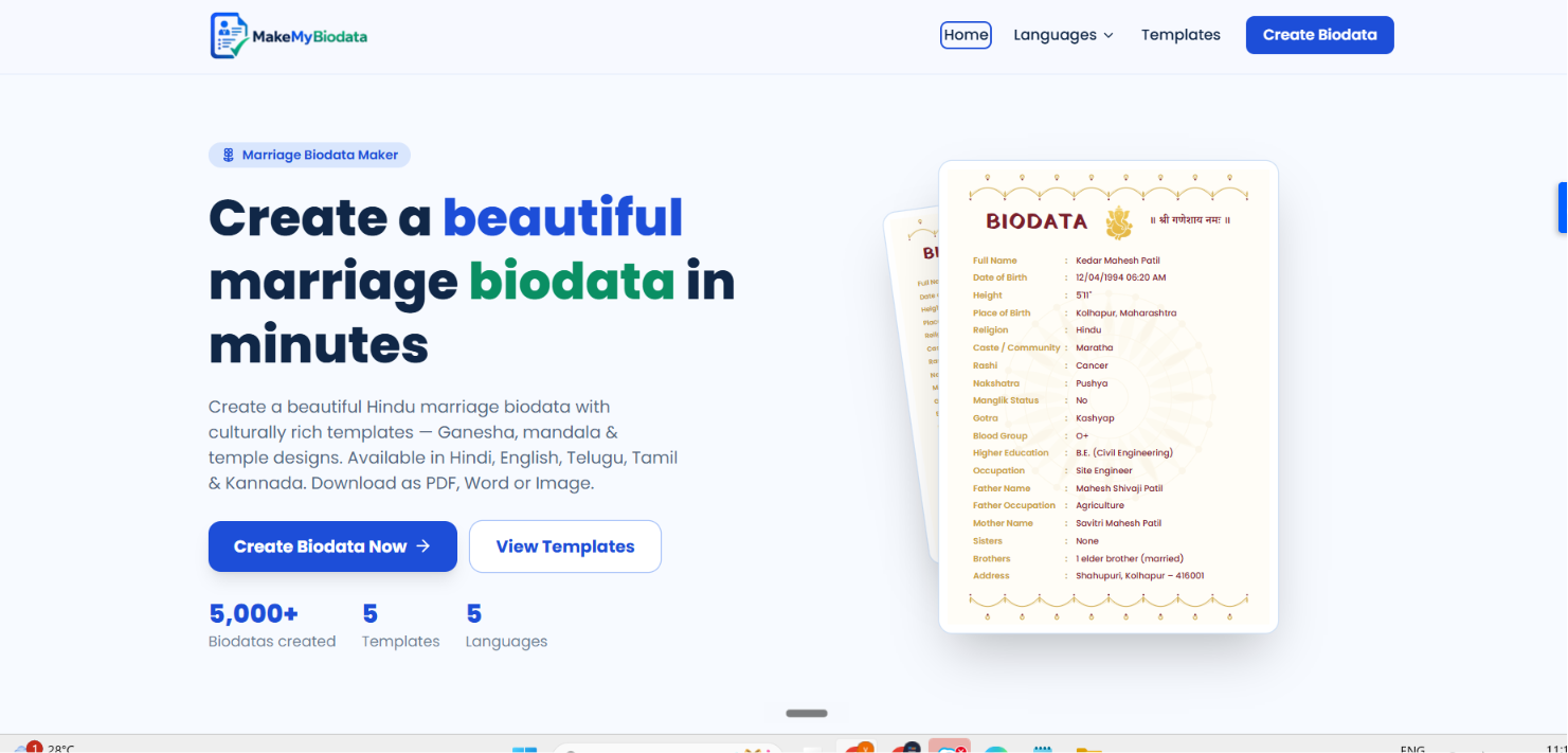 MakeMyBiodata | Marriage Biodata Templates - Product Image 1