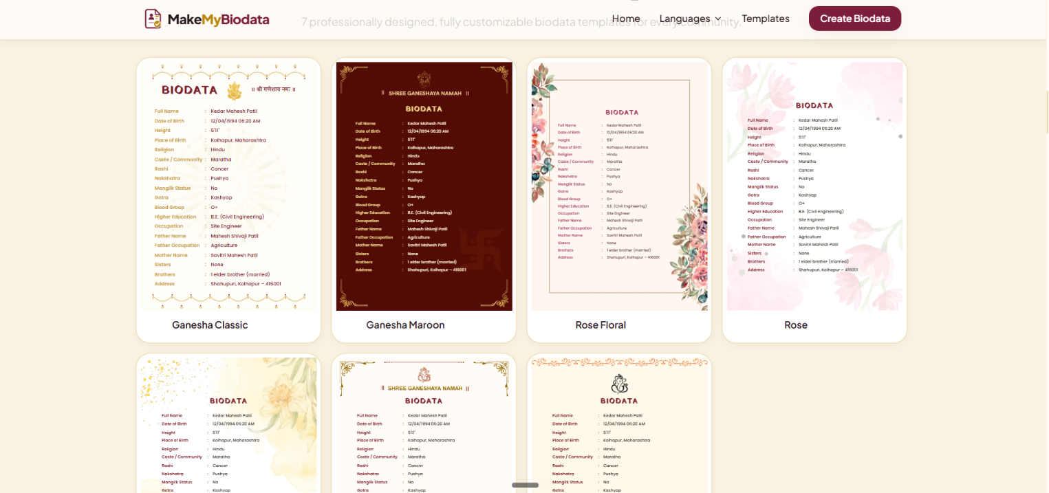 MakeMyBiodata | Marriage Biodata Templates - Product Image 2